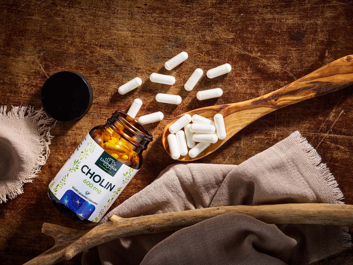 Cholin Bitartrat - 600 mg Cholin pro Tagesdosis (2 Kapseln) - 360 Kapseln - von Unimedica